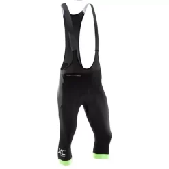 CUISSARD 3/4, MI-LONG, VTT XC AVEC BRETELLES, NOIRE ET FLUO COUPE AJUSTÉE