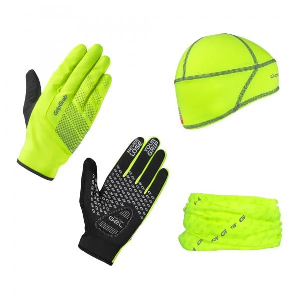 Pack Bonnet + Tour De Cou + Gants GRIPGRAB ESSENTIALS Jaune