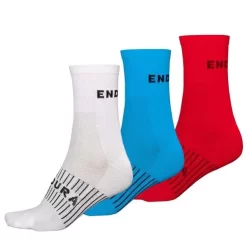Chaussettes ENDURA COOLMAX 3 Paires Blanc/Bleu/Rouge 2020