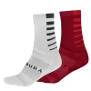 Chaussettes ENDURA COOLMAX 2 Paires Blanc/Rouge 2020
