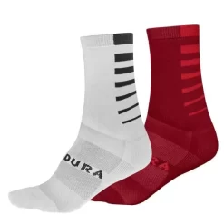 Chaussettes ENDURA COOLMAX 2 Paires Blanc/Rouge 2020